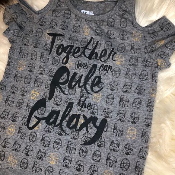 Star Wars cold shoulder hi low shirt girls LG - Picture 6 of 6